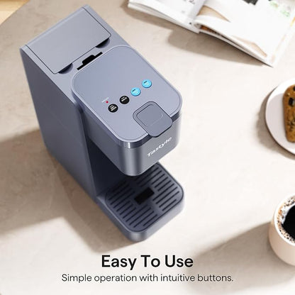 Single Serve Coffee Maker for K Cup, Ground and Tea, Hot and Iced Coffee Machines with Bold Setting, 6 to 16 Oz Brew Sizes, Compact for Small Spaces, Gray (2.0 Version)