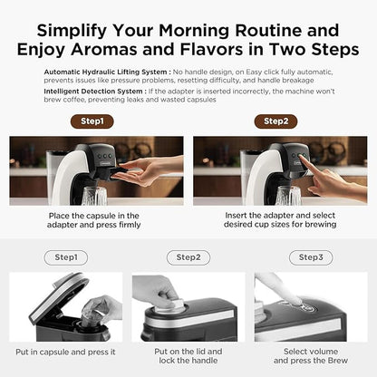 Warriors1 Coffee Maker for Keurig K Cup, Espresso Machine for Nespresso Original, Dolce Gusto Coffee Pods, Ground Coffee, Coffee Machine for Cappuccino & Latte, Programmable, 20 Bar, 28 oz Reservoir