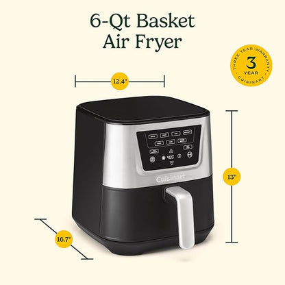 Cuisinart 6 Qt Basket Air Fryer, Black & Silver, AIR-180
