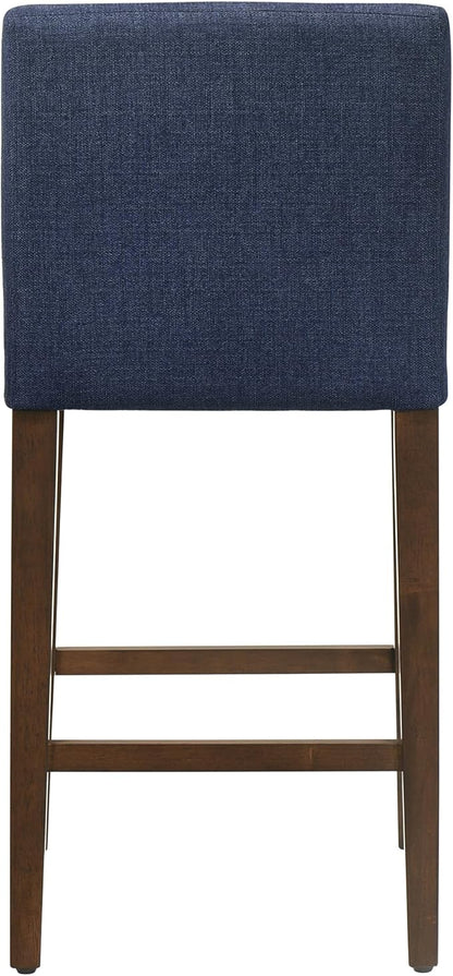 CHITA Counter Height Bar Stools Set of 2, 27" H Seat Height Upholstered Barstools, Fabric in Midnight Blue