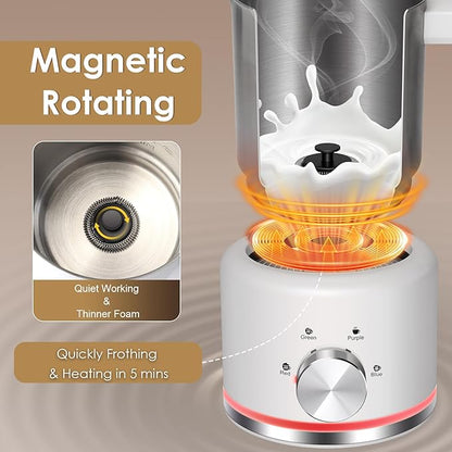 Milk Frother, 16.9 OZ Milk Frother and Steamer, 4 in 1 Electric Milk Frother Dishwasher Safe, Durable Silent Working Frother for Coffee, Hot and Cold Foam Maker, White