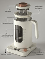Load image into Gallery viewer, Electric Tea Kettle, INTASTING Glass Electric Kettle with tea Infuser and Precise knob temperature control, 1200W Fast Heating, BPA-Free, Easy to Clean, for Tea and coffee, 1 Liter (Cream White)