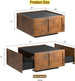 Load image into Gallery viewer, Farmhouse Coffee Table with 2 Storage Drawers for Living Room Square Center Middle Table Modern Cocktail Table Contemporary Mid Century Wood Home Office Waiting Room, Black Rustic
