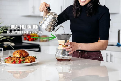 Barista Warrior Pour Over Filters – Compatible with Chemex, Hario V60 & Popular Coffee Makers – Reusable Stainless Steel – Best Coffee Maker and Bar Accessories