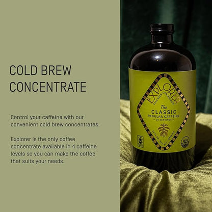Explorer Cold Brew Organic Liquid Coffee Concentrate, Classic Regular Caffeine, Drink Iced or Hot, 32 fl oz, Makes 20+ Cups