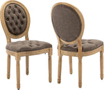 Load image into Gallery viewer, Vintage French Country Dining Chairs Set of 2, PU Leather Dining Chairs with Solid Wood Legs, Brown Upholstered Dining Chair, Sillas para Comedor, Kitchen &amp; Dining Room Chair (Brown, PU, 2Pcs)