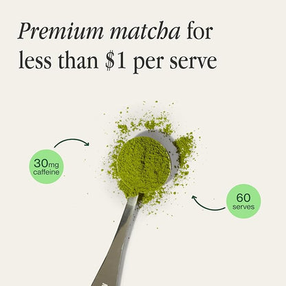 Morning Made Vanilla Flavored Ceremonial Grade Matcha Powder | 8.46oz (240g) Resealable Tin | 60 Servings Premium Japanese Green Tea | Sweetened with Organic Sugar | Rich in Antioxidants & Energy Boosting