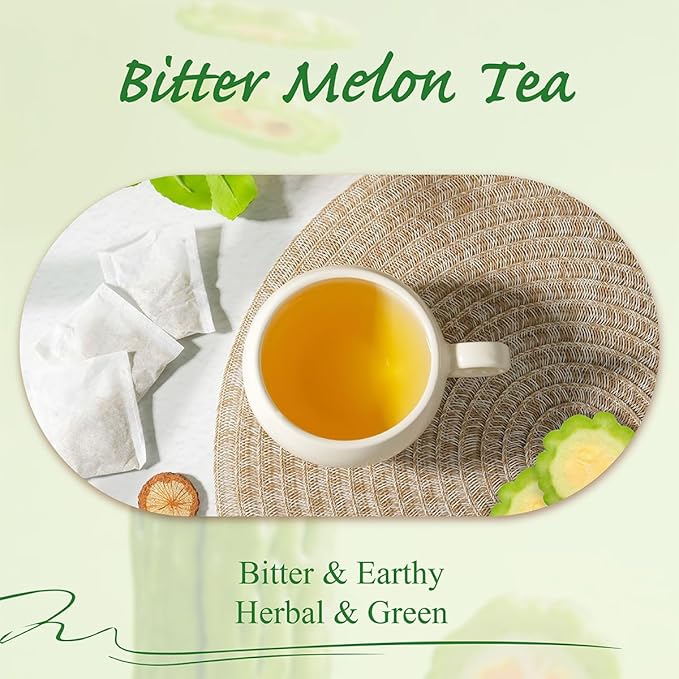WT WEETEE Bitter Melon Tea Bags, Zero Sugar Tea, 100 Count Made with 100% Pure Natural Bitter Melon, Caffeine-free Momordica Charantia Tea