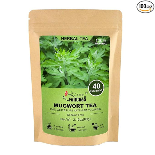 FullChea - Mugwort Tea Bag 40 Teabags, 1.5g/bag - 100% Pure Mugwort leaves Herbal Tea - Rich In Antioxidants