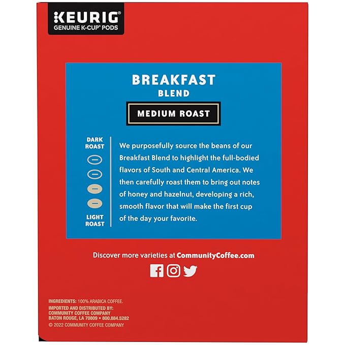 Community Coffee Breakfast Blend Medium Roast Single-Serve Keurig K-Cup Pods 48 Count (Pack of 2)