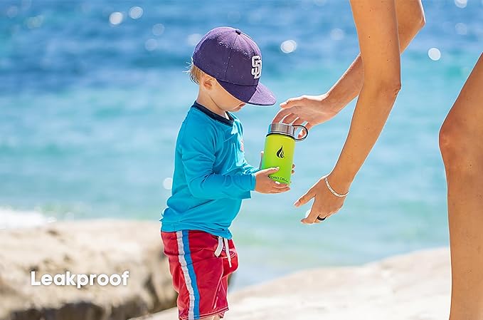 HYDRO CELL Stainless Steel Insulated Water Bottle with Straw - For Cold & Hot Drinks - Metal Vacuum Flask with Screw Cap and Modern Leakproof Sport Thermos for Adults (Neon 14oz)