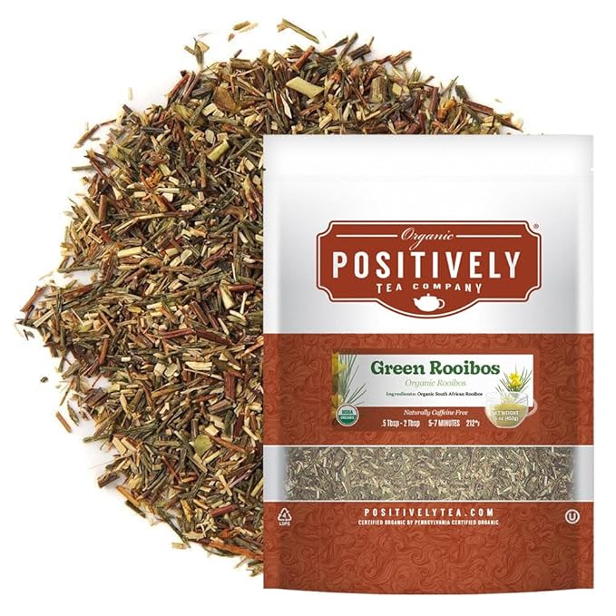 Organic Positively Tea Company, South African Green Rooibos Tea, Loose Leaf, 16 Ounce
