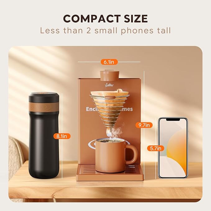 Portable Detachable One Cup Coffee Maker,Automatic Pour Over Portable Drip Coffee Maker with Reusable Filter for Home,Office,Hotel,Traveling or Business Trip,300ml,10oz (Apricot)