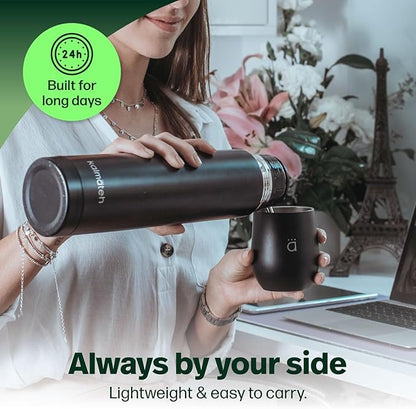 KALMATEH Modern & Elegant Double Walled Vacuum Insulated Stainless Steel Thermo Bottle 1000 ml, Precise Pouring & Heat Retention For Yerba Mate, Coffee, Tea, and Camping