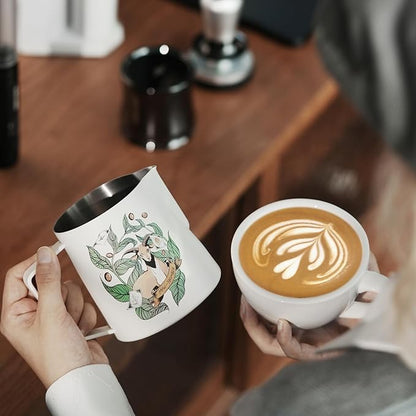 MHW-3BOMBER Espresso Steaming Pitcher Milk Frothing Pitcher Stainless Steel Milk Coffee Cappuccino Latte Art Barista Cup (Origin White, 20 Ounces)