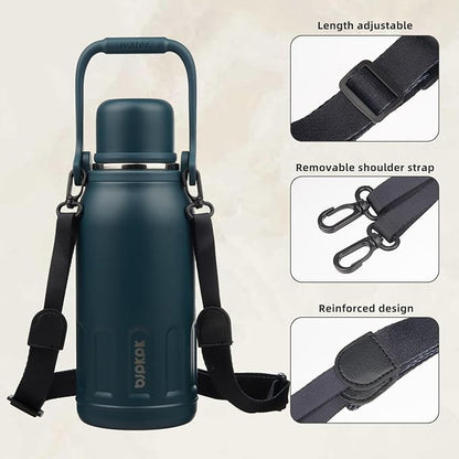BJPKPK Insulated 40oz Thermal Disherwasher Safe Water Bottle with Lid and Carry Handle Stainless Steel Water Bottles for Sports,Navy Blue