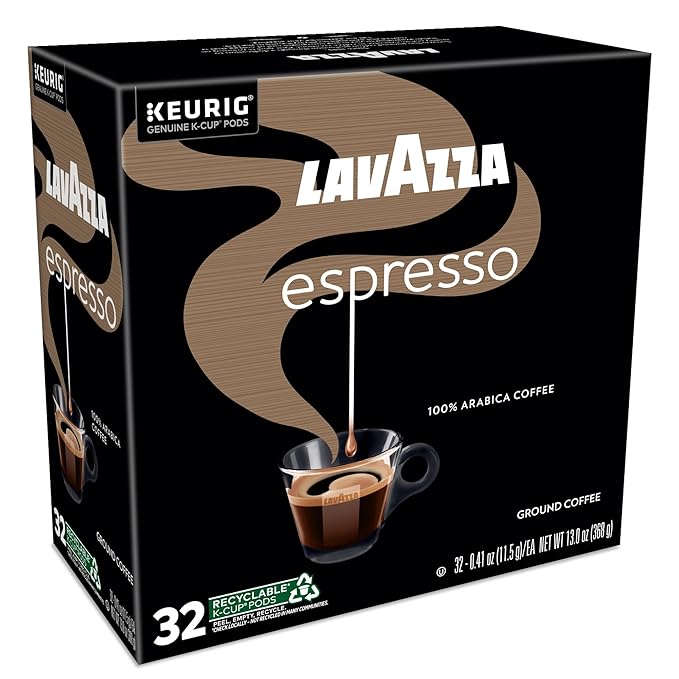 Lavazza Espresso, Single-Serve Keurig K-Cup Pods, Medium Roast Coffee, 32-Count Box