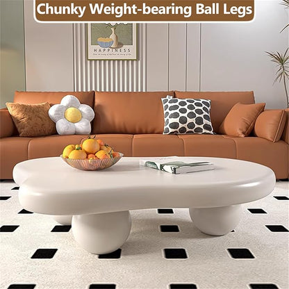 Cloud Coffee Table Modern Cute Coffee Tables Irregular Simple Tea/Center Table for Small Space End Table for Living Room, Home Office, Indoor (Irregular Shape White 39.4" Wx27 Dx11.4 H)