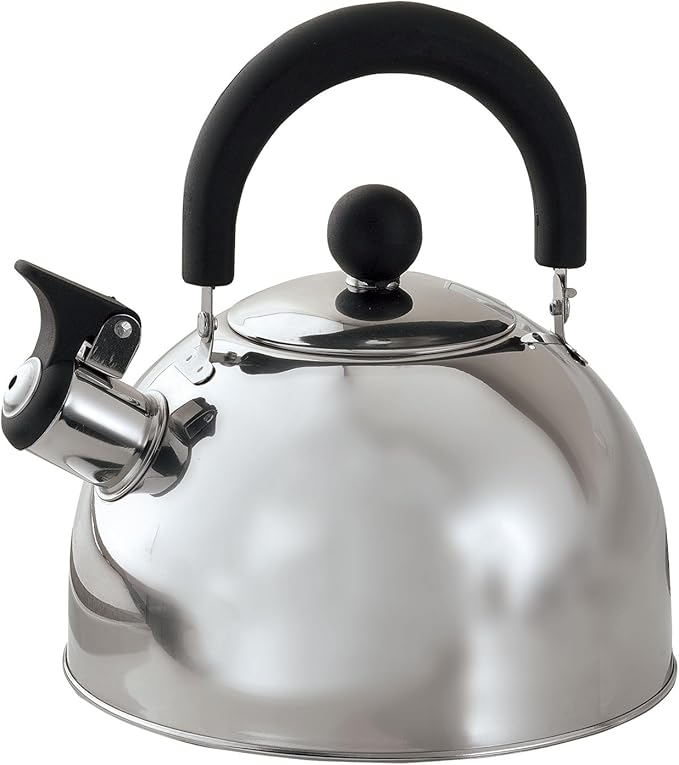 Stainless Steel Whistling Tea Kettle, Made of 100% Durable Stainless Steel, Flip Top Spout, Light Handle – Holds 2 Quarts, by Home-Style Kitchen