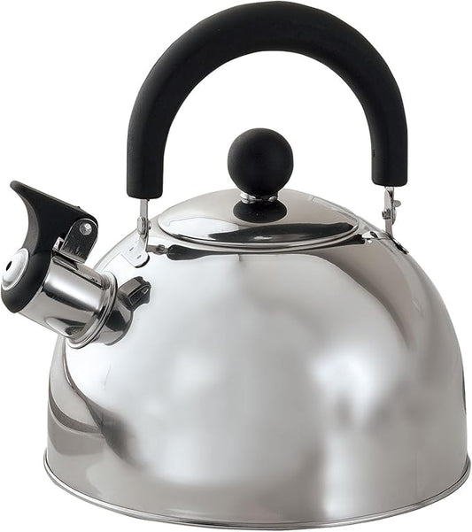 Stainless Steel Whistling Tea Kettle, Made of 100% Durable Stainless Steel, Flip Top Spout, Light Handle – Holds 2 Quarts, by Home-Style Kitchen