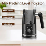 Load image into Gallery viewer, HAUSHOF Electric Milk Frother, 4-in-1 Milk Frother and Steamer, Large Capacity, Automatic Warm and Cold Foam Maker and Milk Warmer for Coffee, Latte, Macchiato, Cappuccino, Hot Chocolate, Black