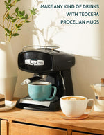 Load image into Gallery viewer, Teocera Turquoise Coffee Mugs Set of 4, 16 oz Ceramic Coffee Mug, Large Mug Set with Handle for Cold or Hot Drinks like Cocoa, Milk, Latte, Fruit Cereal, Long-lasting Porcelain with Modern Design