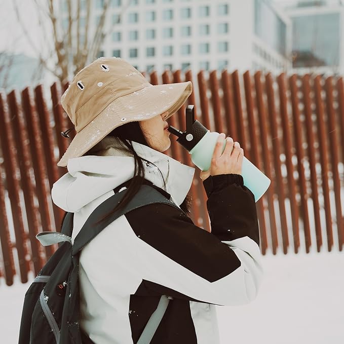 BJPKPK 2 Pack Insulated Water Bottles with Straw Lids, 27oz Stainless Steel Metal Water Bottle with 6 Lids, Leak Proof BPA Free Jugs, Cups, Flasks for Travel, Sports (Lavender Green+Black)