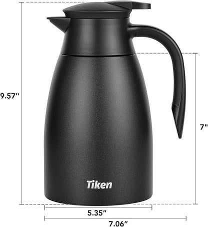 Tiken 51 Oz Thermal Coffee Carafe, Stainless Steel Insulated Vacuum Coffee Carafes For Keeping Hot, 1.5 Liter Beverage Dispenser (Starry Black)