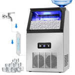Load image into Gallery viewer, Commercial Ice Maker Machine 100Lbs/24H with 2 Water Inlet Modes, 36Pcs Ice Cubes in 8-15 Mins, Stainless Steel Under Counter/Freestanding Ice Machine with 24Lbs Storage Bin for Home/Shop/Office/Bar
