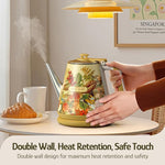 Load image into Gallery viewer, Hazel Quinn Retro X Eduardo Recife Collaboration Electric Kettle- 1 Litres / 34 Ounces Retro Small Tea Kettle, Double Wall, 304 Stainless Steel, 800W Fast Boiling, Cordless, BPA-Free, Auto Shut-Off