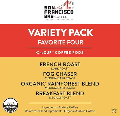 San Francisco Bay Compostable Coffee Pods - Original Variety Pack (120 Ct) K Cup Compatible including Keurig 2.0, French, Breakfast, Fog, Organic Rainforest