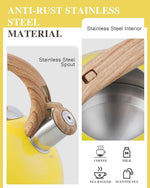 Load image into Gallery viewer, Tea Kettle for Stovetop, 2.7 Quart Loud Whistle Stovetop Teapots,Food Grade Stainless Steel Tea kettles for Stove Top with Anti-hot Ergonomic Handle,Suitable for All Heat Sources,Yellow