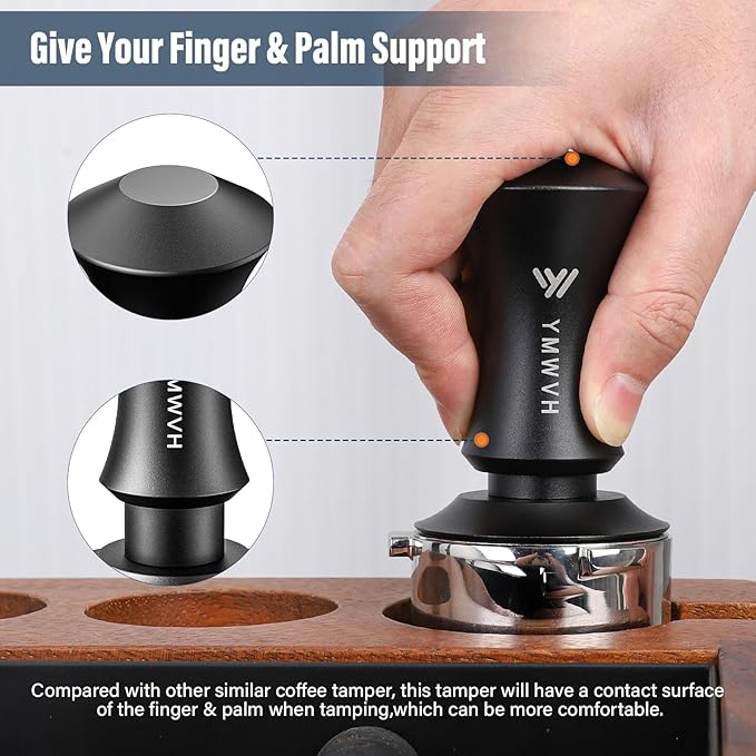 58.5mm Coffee Tamper, Spring-loaded Espresso Tamper with 20lbs/30lbs Replacement Springs - Anodized Aluminum Handle and 100% Stainless Steel Ripple Base