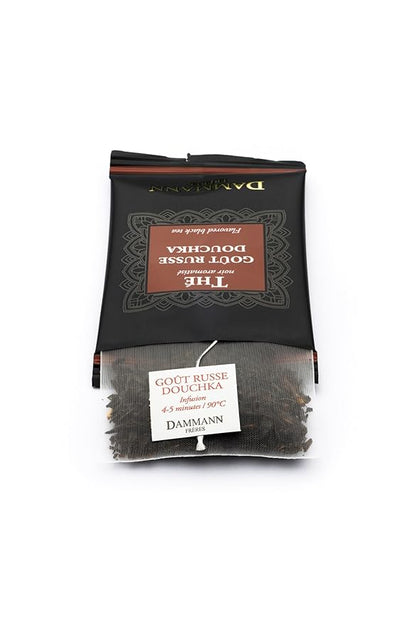 Dammann Freres Satchets, Gout Russe Douchka Tea Bags, Premium Gorumet French Black Tea, Blend Bergamot, Lemon, Orange Flavors, Individually Wrapped, 24 Count (Single Pack)