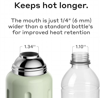 BOBBER 26 oz Thermal Bottle for Hot and Cold Drinks – Stainless Steel Insulated Water Bottle with Screw Top, Keeps Hot for 36 Hours – BPA-Free, Dishwasher Safe Thermo Flask (Green)