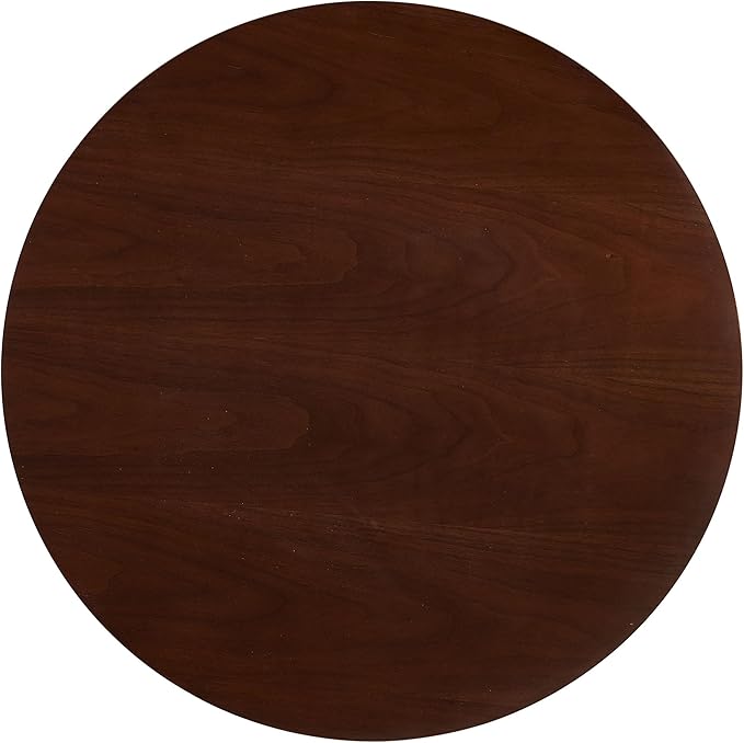 NORDICANA Single Accent Round Coffee Table, 27.5 Inch Wide 16.7 Inch Tall Walnut Color Farmhouse Center Table for Living Room, Manufactured Wood Top with Walnut Veneer