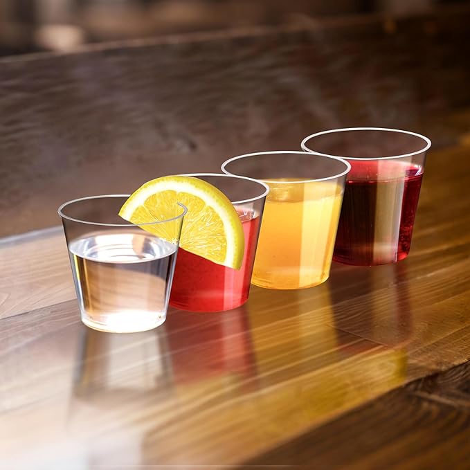 Shot Glasses, 500 Counts 1OZ. Disposable Plastic, Clear, Crack Proof, 1.0 Ounces, Modern Design for Parties