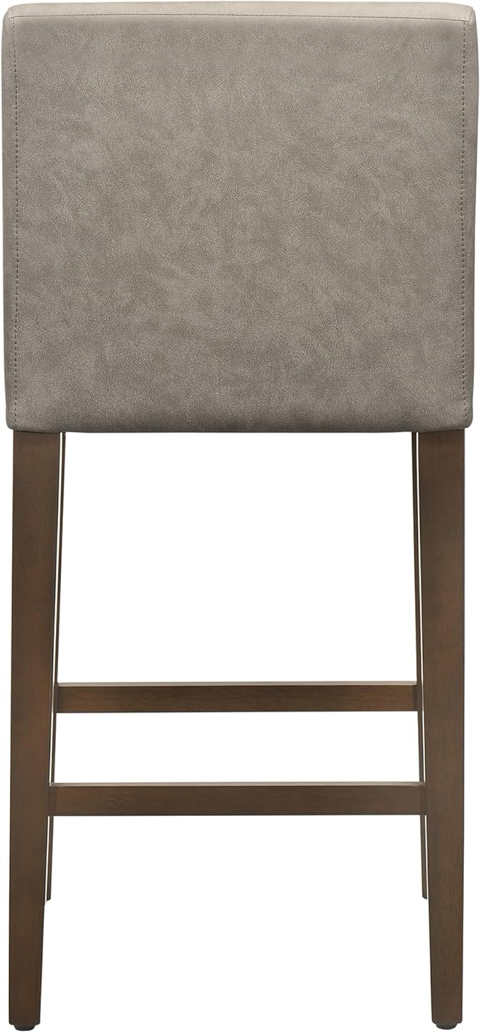 CHITA Counter Height Bar Stools Set of 2, 27" H Seat Height Upholstered Barstools, PU Leather in Stone Grey