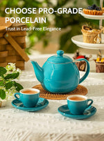 Load image into Gallery viewer, Sweese Teapot, Porcelain Tea Pot with Stainless Steel Infuser, Blooming &amp; Loose Leaf Teapot - 27ounce, Steel Blue