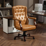 Load image into Gallery viewer, ECOTOUGE Ergonomic Executive Office Chair, Tufted Faux Leather Home Office Desk Chair, Vintage Wingback Swivel Work Chair, Classic Retro Computer Chair, Brown