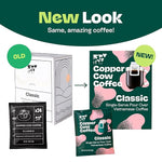 Load image into Gallery viewer, Copper Cow Coffee Pour Over Vietnamese Ground Coffee Pouches + Sweetened Condensed Milk Creamers (8 Coffees &amp; 8 Milk Creamers) | Classic Black Lattes, No Refrigeration Needed