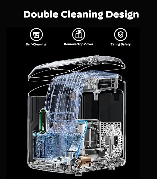 Silonn Nugget Ice Maker Countertop, Pellet Ice Machine with Self-Cleaning Function, Sonic Ice Maker Produces 33lbs of Chewable Ice in 24 Hours, Ideal for Home Kitchen and Office, Stainless Steel