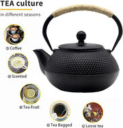 Japanese Tetsubin Tea Kettle Set with Cups, Cast Iron Teapot with Stainless Steel Infuser and Enameled Interior (900ml)