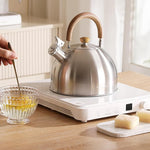 Load image into Gallery viewer, Tea Kettle, 18/8 Stainless Steel Whistling Teapot, 5.29 Quart Camping Tea Kettle for Stovetop, Water Coffee Pot with Anti-Hot Wood Handle (5L,Silver)