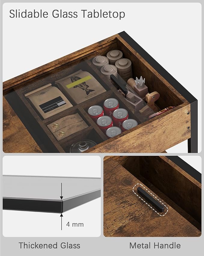 Coffee Table, 40" Center Table with Storage Shelf, Rectangle Coffee Table, for Living Room, Toolless, Easy Assembly, Simple Style, Rustic Brown (Colonial)