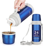 Load image into Gallery viewer, HoneyBee Hot Drinks Keeps Liquid Hot or Cold for Up to 24 Hours Thermos 41 Ounce Coffee Thermos 18/8 Stainless Steel Bpa-Free Insulated Flask，Flask for Hot Water (Blue)