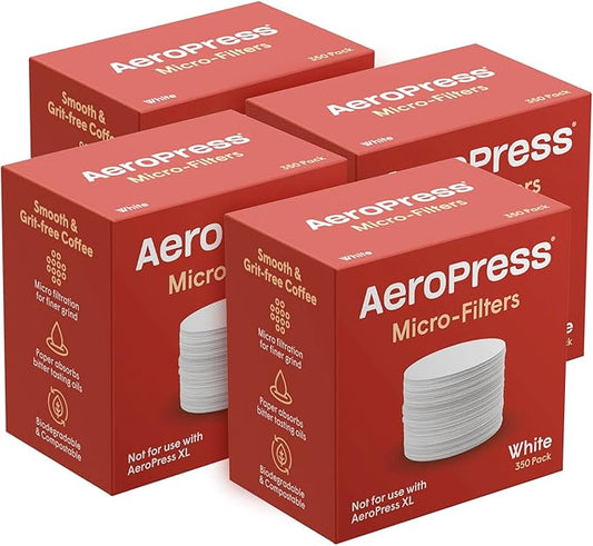 AeroPress Coffee Maker White Paper Micro-Filters, Compostable Coffee Filters Made From White, Chlorine-Free Paper, Fits Standard Size AeroPress Manual Coffee Makers, 4 Pack (1400 Count)