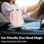 Load image into Gallery viewer, WETOWETO 40oz Tumbler with Handle and Lid | 100% Leakproof Insulated Stainless Steel Travel Mug | Keeps Cold 34Hrs/Hot 10Hrs | Dishwasher Safe, Fits Car Cup Holder (Rose Quartz Color)
