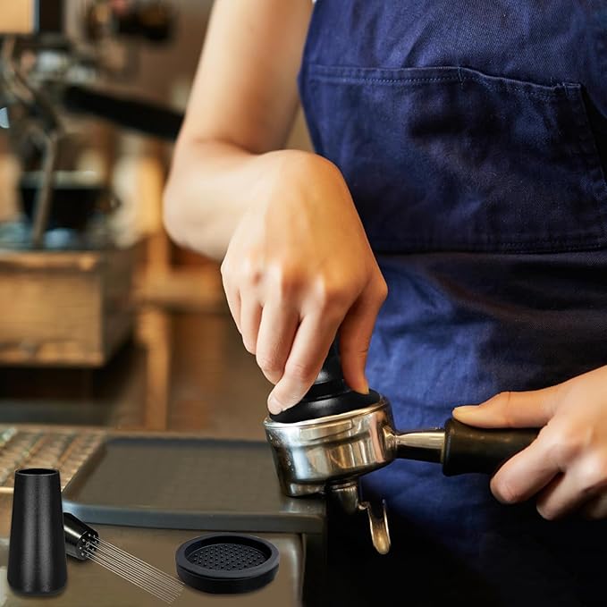 53mm Espresso Tamper Set, 22Pcs Espresso Accessories Kit, Spring Loaded Calibrated Espresso Tamper with WDT Tool, Tamper Mat, Coffee Stirrer, Frothing Pitcher, Latte Art Pen and 16 Decorative Stencils