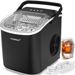 Load image into Gallery viewer, Countertop Ice Maker with Handle,26lbs/24H Bullet Ice Machine, 9 Ice Cubes Ready in 6 Mins,Self-Cleaning Sonic Ice Maker with Basket &amp; Scoop,for Home/Office/Kitchen/RV/Party